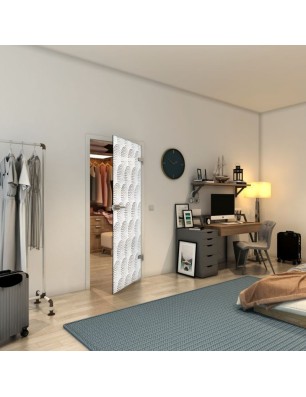 Ganzglastür - Fineprint Model 029 Weiss auf Grauglas