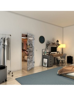 Ganzglastür - Fineprint Model 030 Weiss auf Grauglas