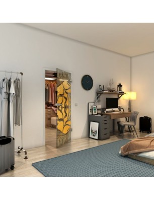 Ganzglastür - Fineprint Model 031 Gold auf Grauglas