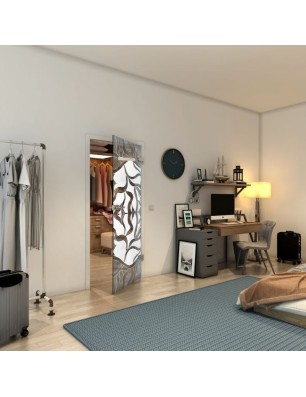 Ganzglastür - Fineprint Model 031 Weiss auf Grauglas