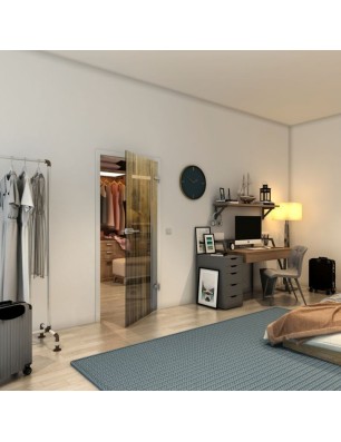 Ganzglastür - Fineprint Model 052 Gold auf Grauglas