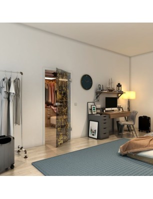 Ganzglastür - Fineprint Model 054 Gold auf Grauglas