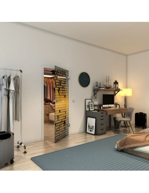 Ganzglastür - Fineprint Model 072 Gold auf Grauglas