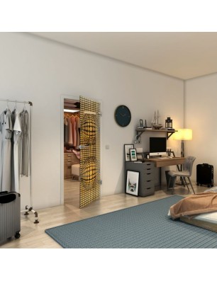 Ganzglastür - Fineprint Model 101 Gold auf Grauglas