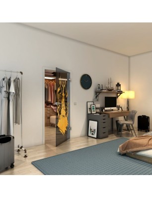 Ganzglastür - Fineprint Model 114 Gold auf Grauglas