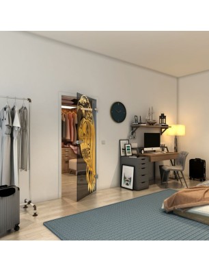 Ganzglastür - Fineprint Model 122 Gold auf Grauglas