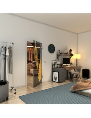 Ganzglastür - Fineprint Model 129 Gold auf Grauglas