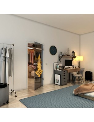 Ganzglastür - Fineprint Model 136 Gold auf Grauglas