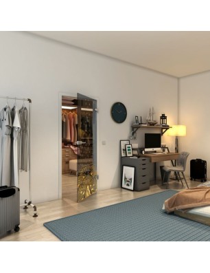 Ganzglastür - Fineprint Model 155 Gold auf Grauglas