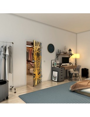 Ganzglastür - Fineprint Model 169 Gold auf Grauglas