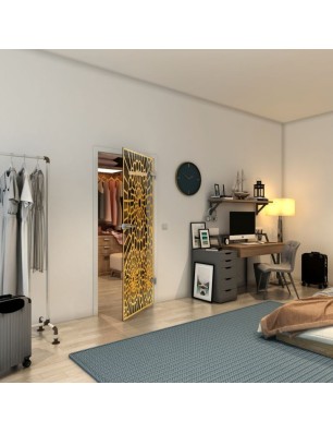 Ganzglastür - Fineprint Model 188 Gold auf Grauglas