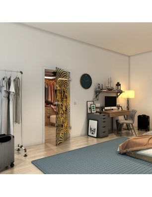 Ganzglastür - Fineprint Model 200 Gold auf Grauglas