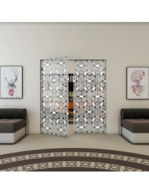 Pendeltür - Fineprint Model 005 Weiss auf Grauglas