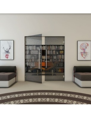 Pendeltür - Fineprint Model 006 Schwarz auf Grauglas