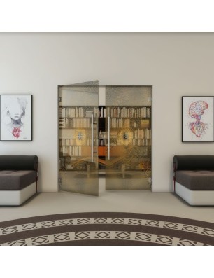 Pendeltür - Fineprint Model 007 Gold auf Grauglas