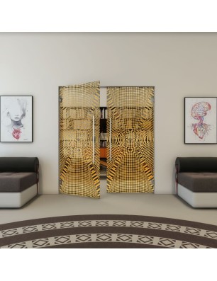 Pendeltür - Fineprint Model 011 Gold auf Grauglas