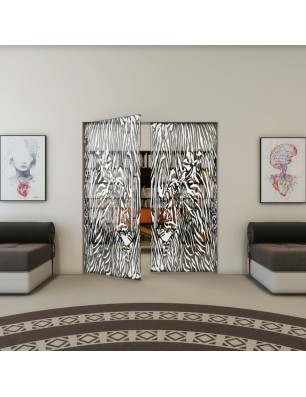 Pendeltür - Fineprint Model 017 Weiss auf Grauglas