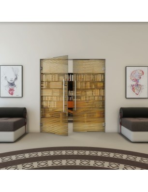 Pendeltür - Fineprint Model 022 Gold auf Grauglas