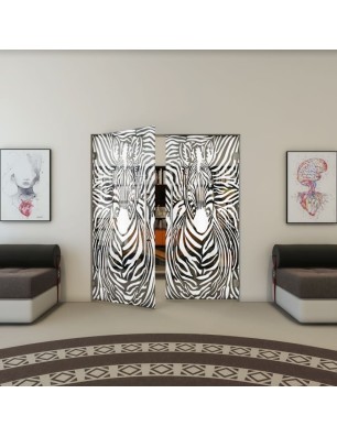 Pendeltür - Fineprint Model 023 Weiss auf Grauglas