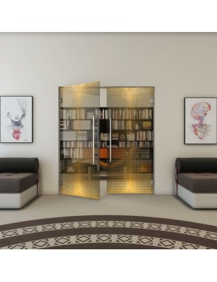 Pendeltür - Fineprint Model 024 Gold auf Grauglas