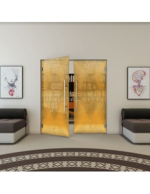 Pendeltür - Fineprint Model 025 Gold auf Grauglas
