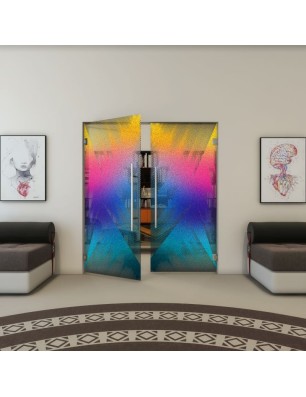 Pendeltür - Fineprint Model 026 Verlauf auf Grauglas