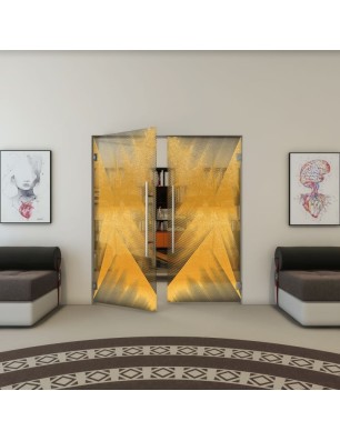 Pendeltür - Fineprint Model 026 Gold auf Grauglas