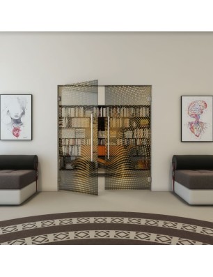 Pendeltür - Fineprint Model 027 Gold auf Grauglas