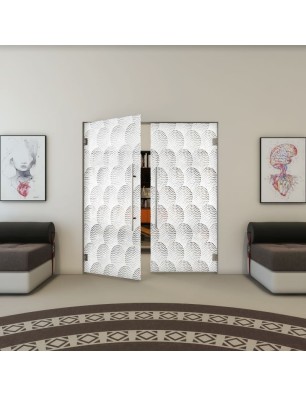 Pendeltür - Fineprint Model 029 Weiss auf Grauglas