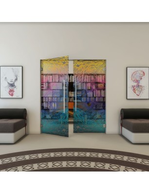 Pendeltür - Fineprint Model 030 Verlauf auf Grauglas