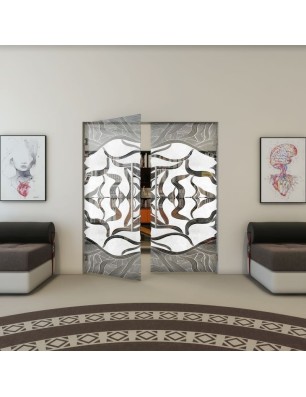 Pendeltür - Fineprint Model 031 Weiss auf Grauglas