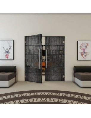 Pendeltür - Fineprint Model 032 Schwarz auf Grauglas