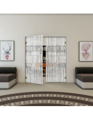 Pendeltür - Fineprint Model 032 Weiss auf Grauglas