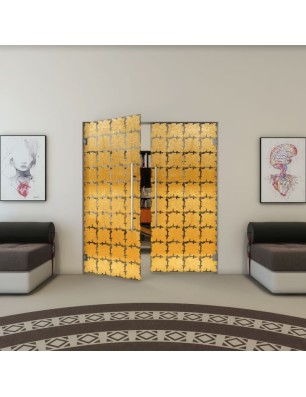 Pendeltür - Fineprint Model 033 Gold auf Grauglas