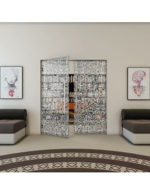 Pendeltür - Fineprint Model 036 Weiss auf Grauglas