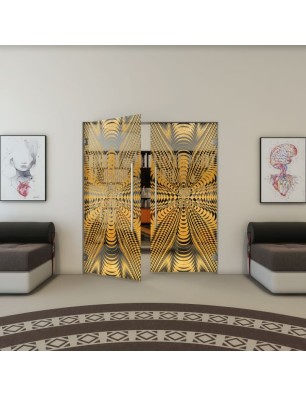 Pendeltür - Fineprint Model 037 Gold auf Grauglas