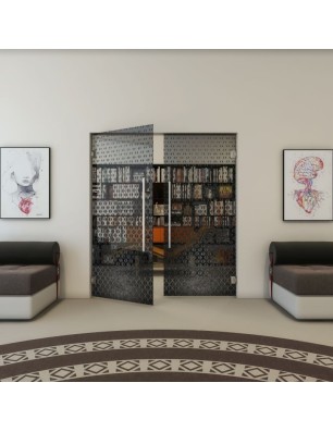 Pendeltür - Fineprint Model 038 Schwarz auf Grauglas