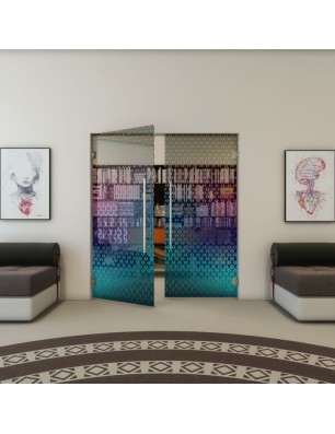 Pendeltür - Fineprint Model 038 Verlauf auf Grauglas