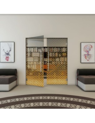 Pendeltür - Fineprint Model 038 Gold auf Grauglas