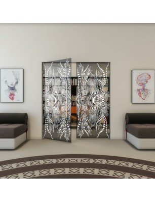 Pendeltür - Fineprint Model 039 Weiss auf Grauglas