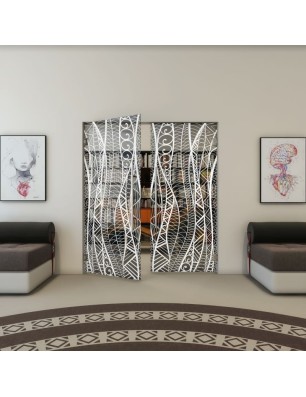 Pendeltür - Fineprint Model 040 Weiss auf Grauglas