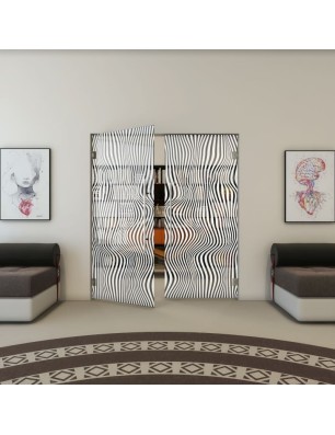 Pendeltür - Fineprint Model 041 Weiss auf Grauglas