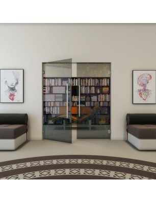 Pendeltür - Fineprint Model 047 Verlauf auf Grauglas