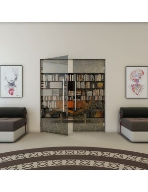 Pendeltür - Fineprint Model 047 Gold auf Grauglas