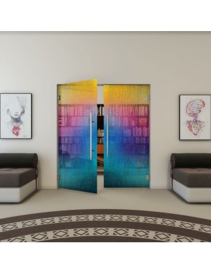 Pendeltür - Fineprint Model 050 Verlauf auf Grauglas