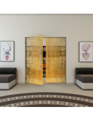 Pendeltür - Fineprint Model 050 Gold auf Grauglas