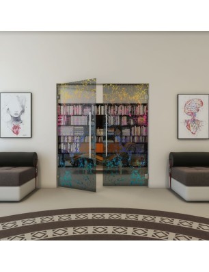 Pendeltür - Fineprint Model 054 Verlauf auf Grauglas