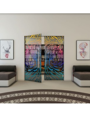 Pendeltür - Fineprint Model 057 Verlauf auf Grauglas