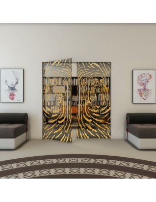 Pendeltür - Fineprint Model 057 Gold auf Grauglas