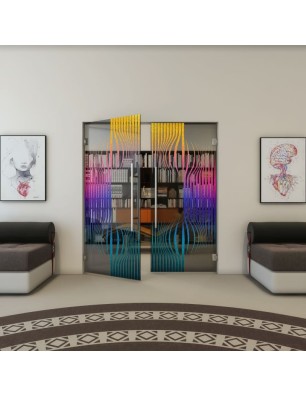 Pendeltür - Fineprint Model 059 Verlauf auf Grauglas